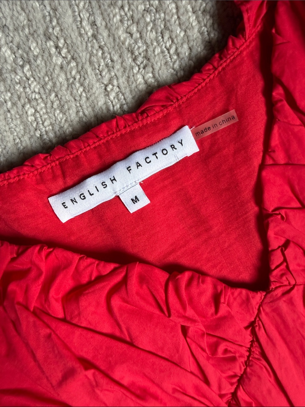 English Factory Pink & Red Tiered Puff Sleeve Dress - Picture 2 of 2